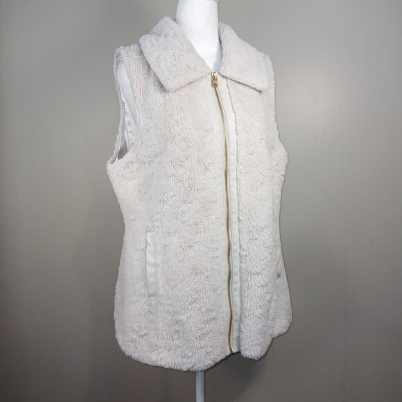 ANDREW MARC NEW YORK FAUX FUR VEST, CREAM COLOR, SIZE PXL, OVERSIZED - Picture 1 of 6
